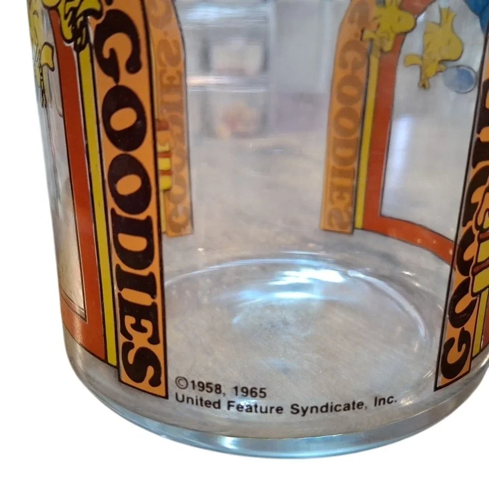 VTG Goodies Peanuts Snoopy Woodstock Glass Chef Cookie Candy Jar Schulz 1965
